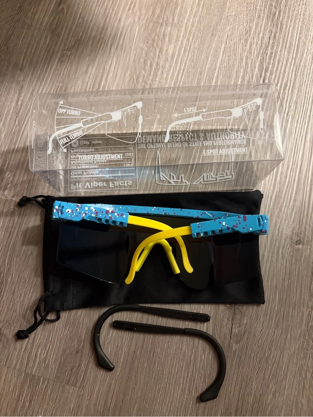 Pit Viper Blue Mirrored Shield Sunglasses with Yellow Nosepiece